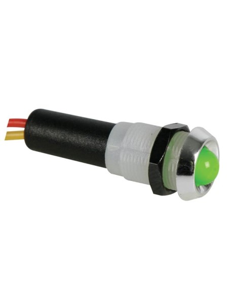 VOYANT LED VERT 5V - BOITIER CHROME