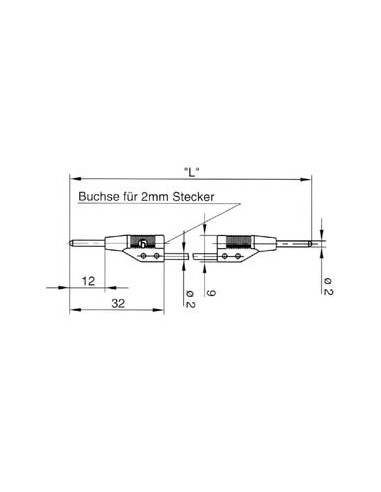 SPUITGEGOTEN MEETSNOER 2mm 25cm / ZWART (MVL 2/25)