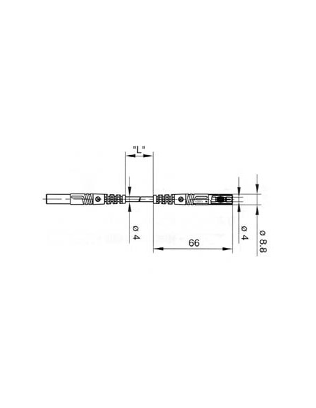 SPUITGEGOTEN MEETSNOER MET CONTACTBEVEILIGING 4mm 25cm / BLACK (MLB/GG-SH 25/1)