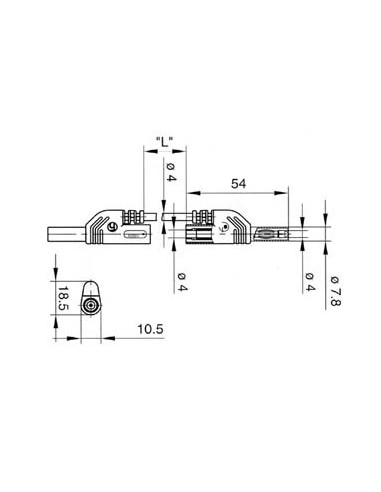 CORDON DE MESURE ISOLE 4mm 50cm AVEC REPRISE -...