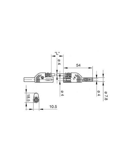 CORDON DE MESURE ISOLE 4mm 50cm AVEC REPRISE - BLEU (MLB-SH/WS 50/1)