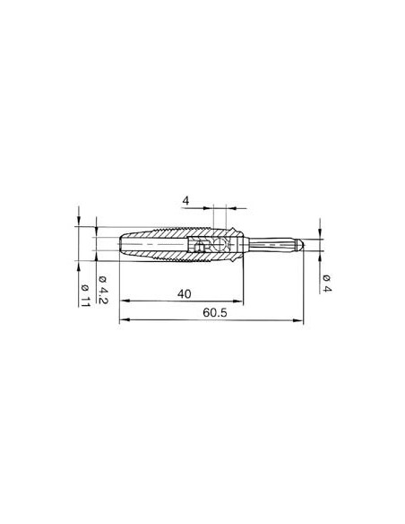 BÜSCHELSTECKER 4mm MIT QUERLOCH UND SCHRAUBANSCHLUSS / SCHWARZ (BULA 20K)
