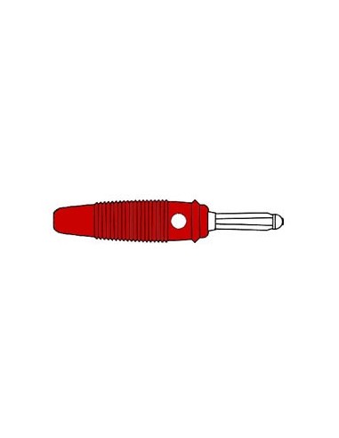 BANANA 4 mm - CONEXIÓN TRANSVERSAL DE OTRA BANANA POSIBLE - CONEXIÓN POR SOLDADURA - COLOR ROJO (BULA 30K)