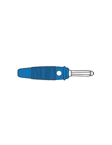 BANANA 4 mm - CONEXIÓN TRANSVERSAL DE OTRA BANANA POSIBLE - CONEXIÓN POR SOLDADURA - COLOR AZUL (BULA 30K)