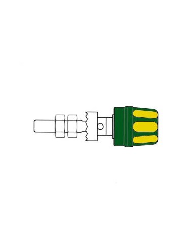 4mm-BUCHSE MIT KRALLENRAND / GELB + GRÜN (PK 10A)