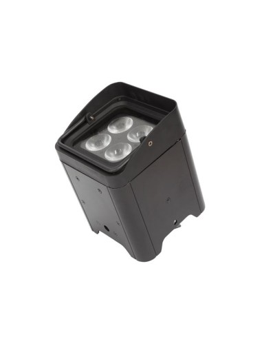 FOCO LED DE SUELO - FUNCIONA CON ADAPTADOR DE RED O BATERÍA RECARGABLE - 4 x LED RGBWA-UV DE 12 W - COLOR NEGRO