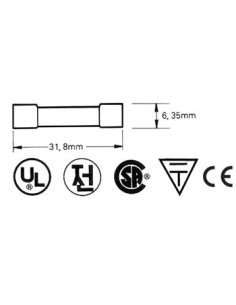 SICHERUNG 6.35 x 32mm TRÄGE 0.63A (10 St./Box) 2