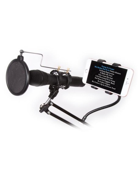 ADJUSTABLE DESK MIC STAND WITH PHONE HOLDER