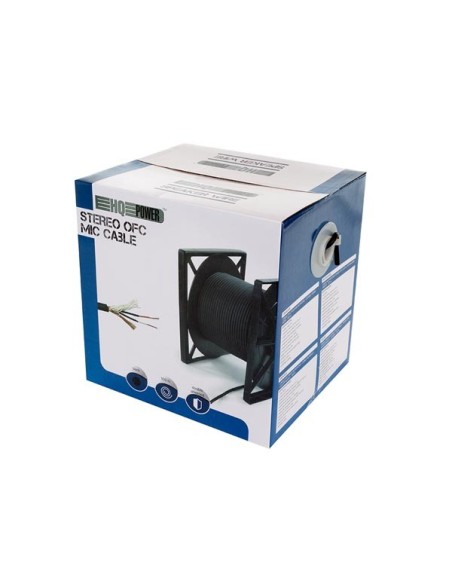 STEREO OFC-MICROFOONKABEL - DUBBELE AFSCHERMING - ZWART - 100 m