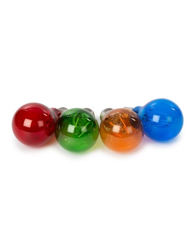 JUEGO DE BOMBILLAS LED DE FILAMENTO - A60 - CRISTAL DE COLORES - 4 uds. - ROJO - VERDE - AZUL - NARANJA