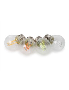 SET LED-GLOEILAMPEN - G45 - HELDER GLAS - 4 st. - ROOD -...