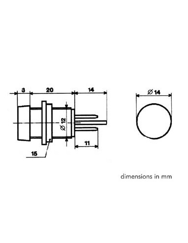 VOYANT ROND 14mm 12V CLAIR