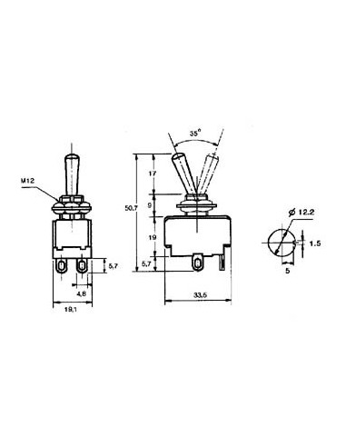 KIPPSCHALTER - MAXI - VERTIKAL - DPDT 5A/250V