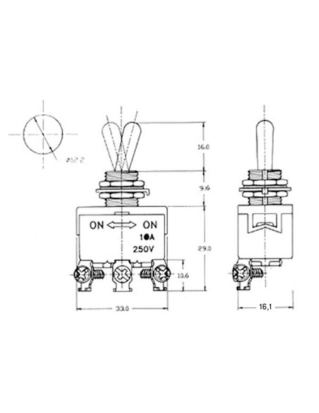 MAXI TOGGLE SWITCH SPDT ON-OFF-ON 10A/250V