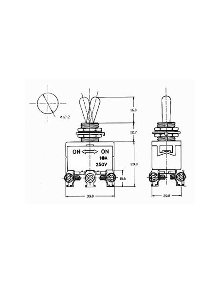 MAXI TUIMELSCHAKELAAR DPDT ON-ON 10A/250V