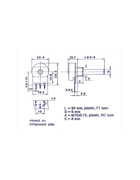 POTMETER MONO LIN 22K