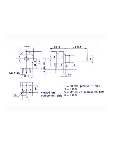 POTMETER STEREO LOG 22K