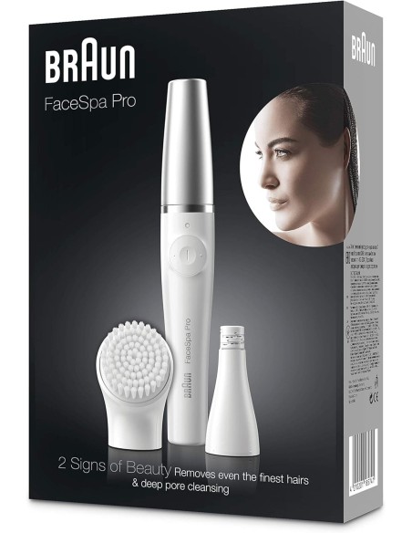 Braun FaceSpa Pro 910 Épilateur avec capuchon argenté Blanc-argenté