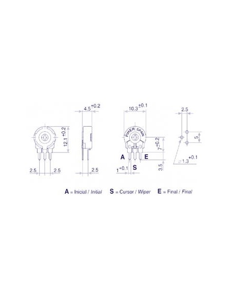PIHER TRIMMER 100K (SMALL - VERT - FOR SCREWDRIVER)
