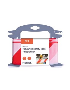 Red/white safety tape - 100 m - dispenser