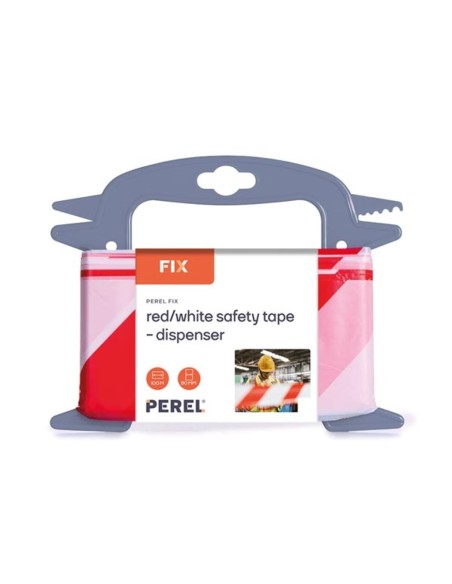 Red/white safety tape - 100 m - dispenser