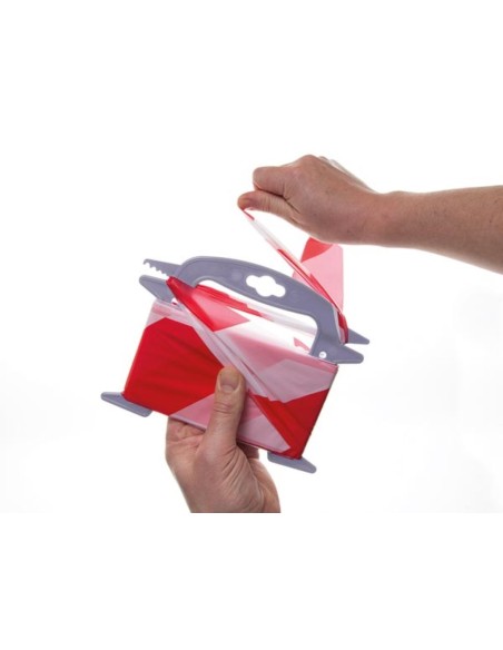 Rood/wit veiligheidslint - 100 m - dispenser