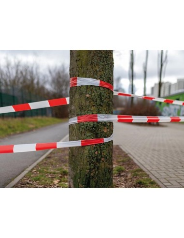 Red/white safety tape - 100 m - dispenser
