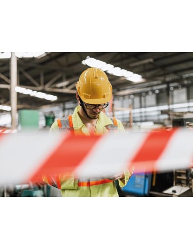 Red/white safety tape - 500 m - reel