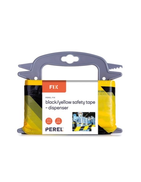Black/yellow safety tape - 100 m - dispenser