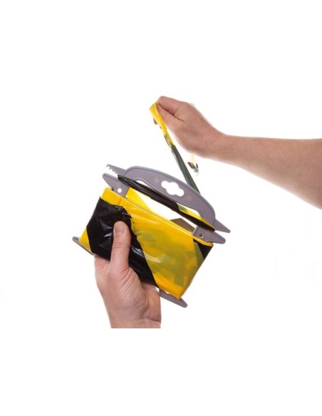 Black/yellow safety tape - 100 m - dispenser