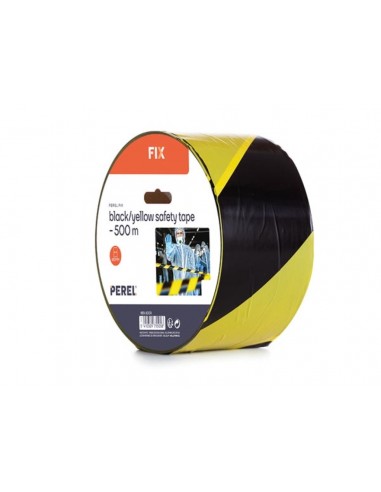 Black/yellow safety tape - 500 m - reel