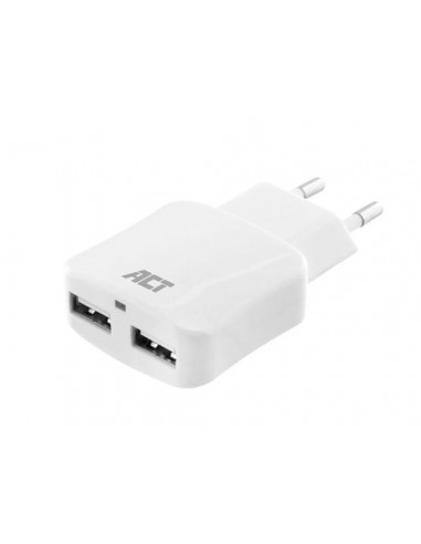 Cargador USB 110-240 V 2 puertos carga inteligente 2.1 A blanco