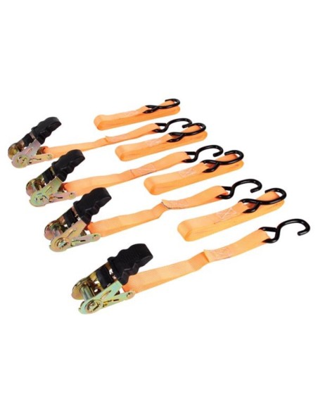 SANGLE D'ARRIMAGE AVEC TENDEUR À CLIQUET 500 kg - 25 mm x 5 m - 4 pcs