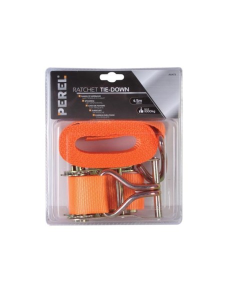 SANGLE D'ARRIMAGE AVEC TENDEUR À CLIQUET + CROCHETS - MAX. 1000 kg - 4.5 m x 50 mm