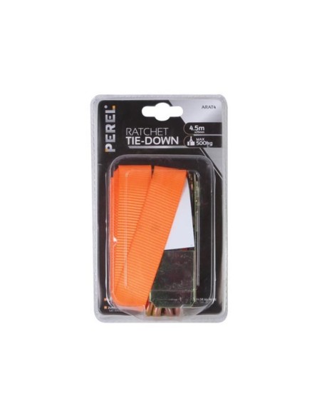 RATCHET TIE-DOWN WITH HOOKS - max. 500 kg - 4.5 m x 25 mm