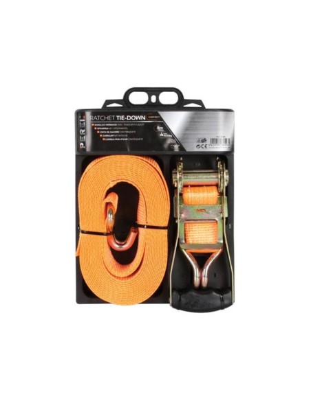 SANGLE D'ARRIMAGE AVEC TENDEUR À CLIQUET POUR CHARGES LOURDES 4500 kg - 50 mm x 8 m