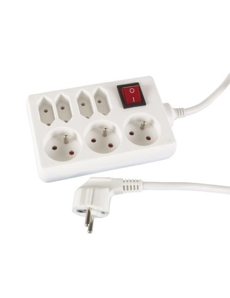 STEKKERDOOS - 3 x SCHUKO + 4 x EURO - MET SCHAKELAAR - PENAARDE