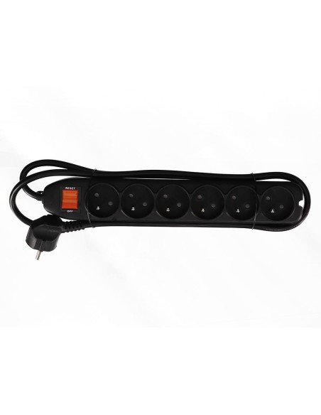 6-VOUDIGE STEKKERDOOS MET SCHAKELAAR & OVERBELASTINGSBEVEILIGING - ZWART