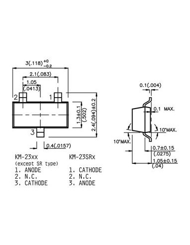 LED CMS 3 x 1.3mm VERT DIFFUSANT