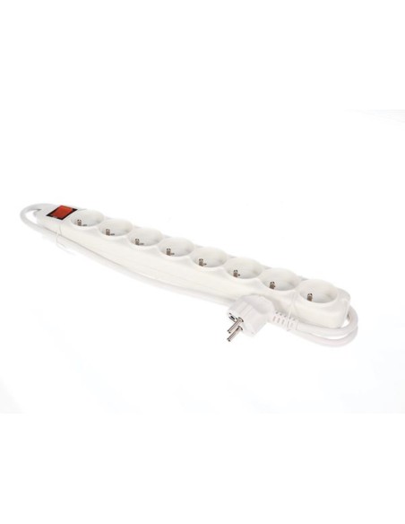8-WAY SOCKET-OUTLET WITH SWITCH & OVERLOAD PROTECTION - WHITE - PIN EARTH
