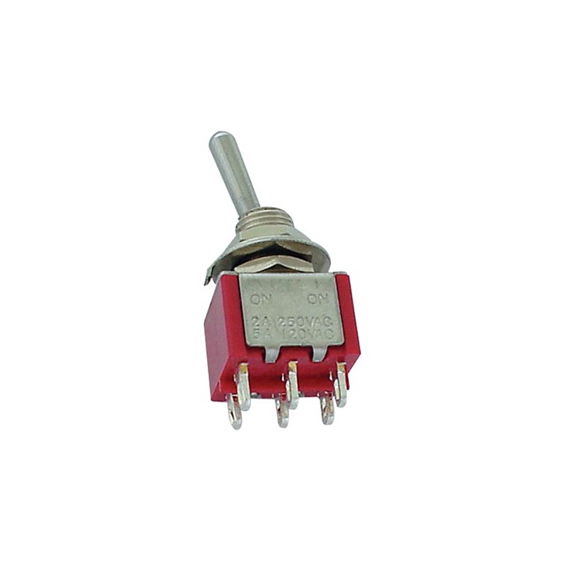 VERTICAL TOGGLE SWITCH DPDT ON-OFF-ON - PCB TYPE