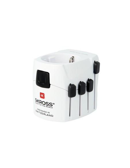 World travel adapter with ground plugs 7 A