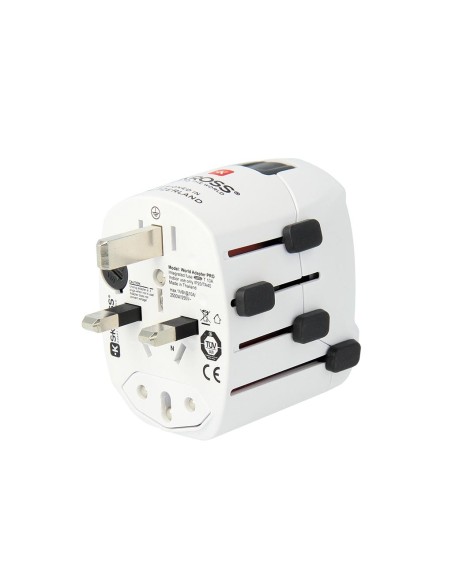 World travel adapter with ground plugs 7 A