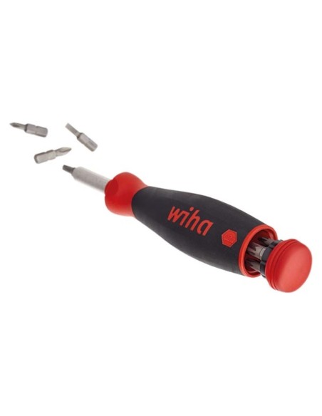 Wiha Screwdriver with bit magazine PocketMax® magnetic Mixed with 8 bits, 1/4"