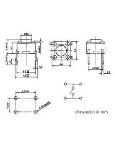 DRUCKKNOPFSCHALTER 6 x 6mm HÖHE : 4.3mm 2