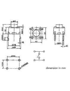 TOUCHE CONTACT 6 x 6mm HAUTEUR : 5mm 2