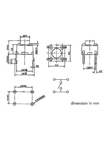 TACTILE SWITCH 6 x 6mm HEIGHT : 5mm