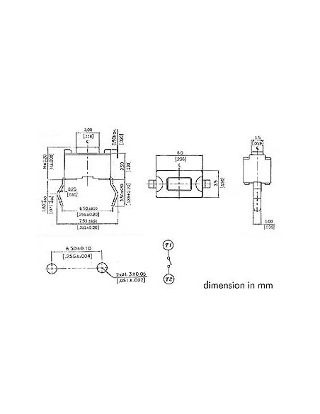 TOUCHE CONTACT 6 x 3.5mm HAUTEUR : 4.2mm
