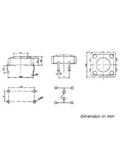 TOUCHE CONTACT 12 x 12mm HAUTEUR : 4.3mm 2