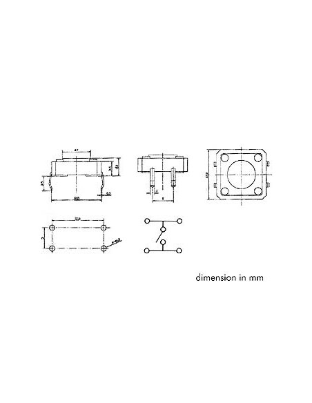 TOUCHE CONTACT 12 x 12mm HAUTEUR : 4.3mm